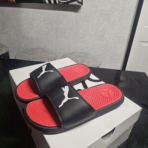 Puma Kids Slippers - Black and Red